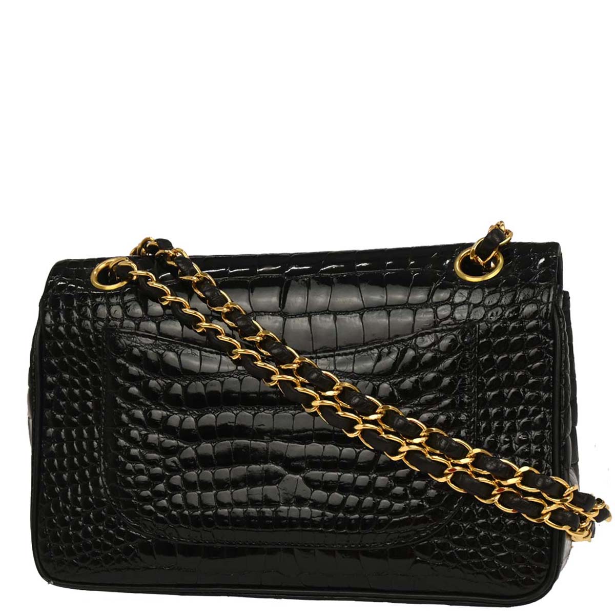 Chanel * 1996-1997 Black Crocodile Small Classic Double Flap Shoulder Bag
