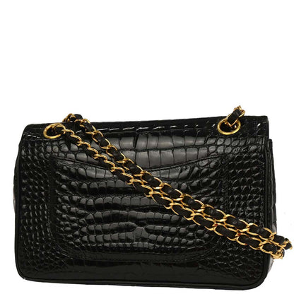 Chanel * 1996-1997 Black Crocodile Small Classic Double Flap Shoulder Bag