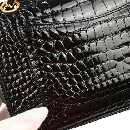 Chanel * 1996-1997 Black Crocodile Small Classic Double Flap Shoulder Bag