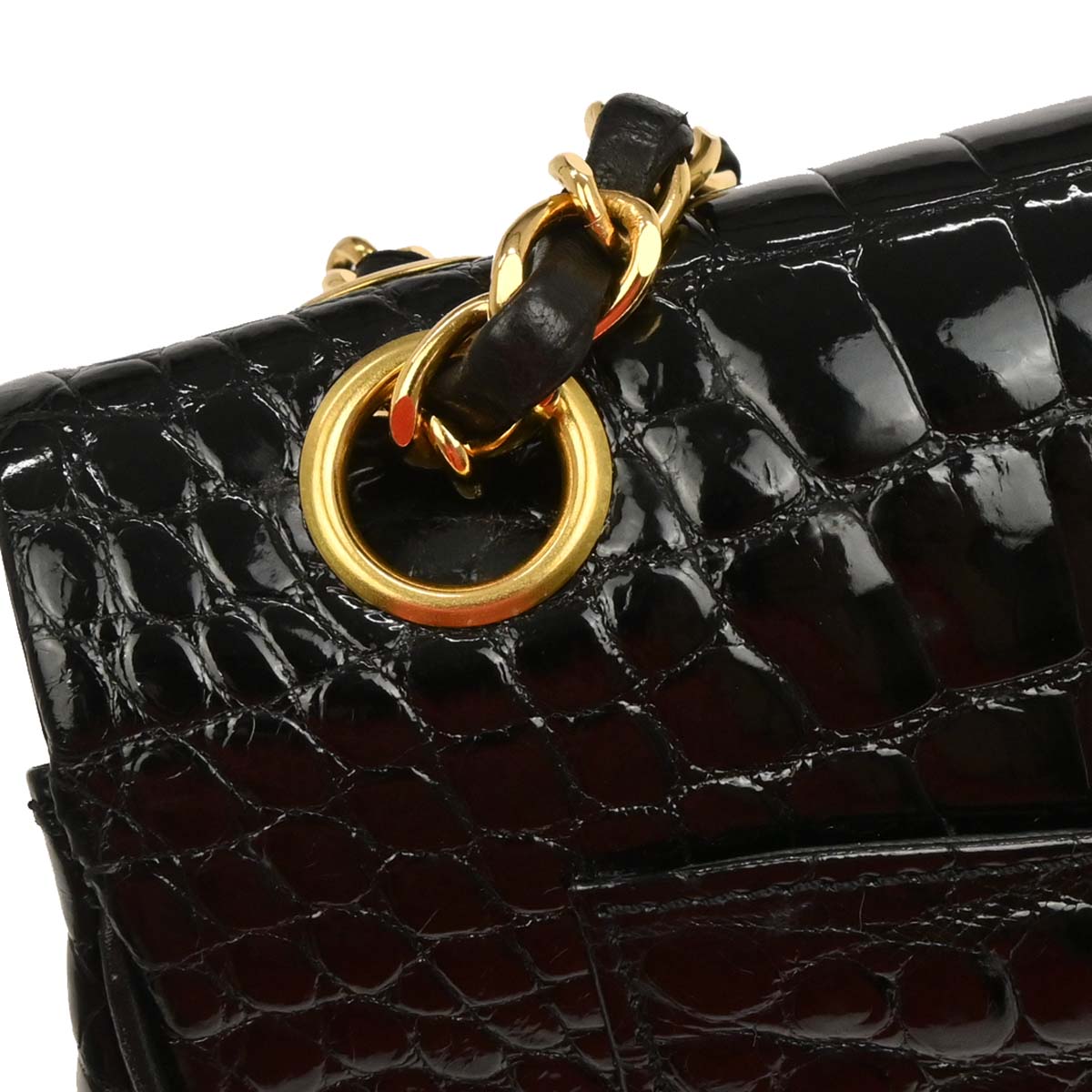 Chanel * 1996-1997 Black Crocodile Small Classic Double Flap Shoulder Bag