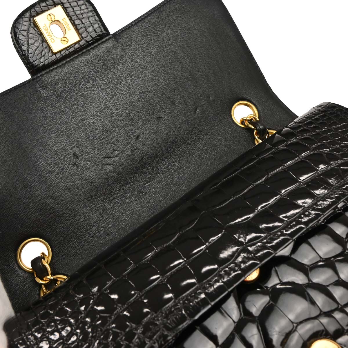 Chanel * 1996-1997 Black Crocodile Small Classic Double Flap Shoulder Bag