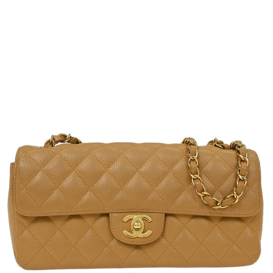 Chanel 2006-2008 Beige Caviar East West Shoulder Bag