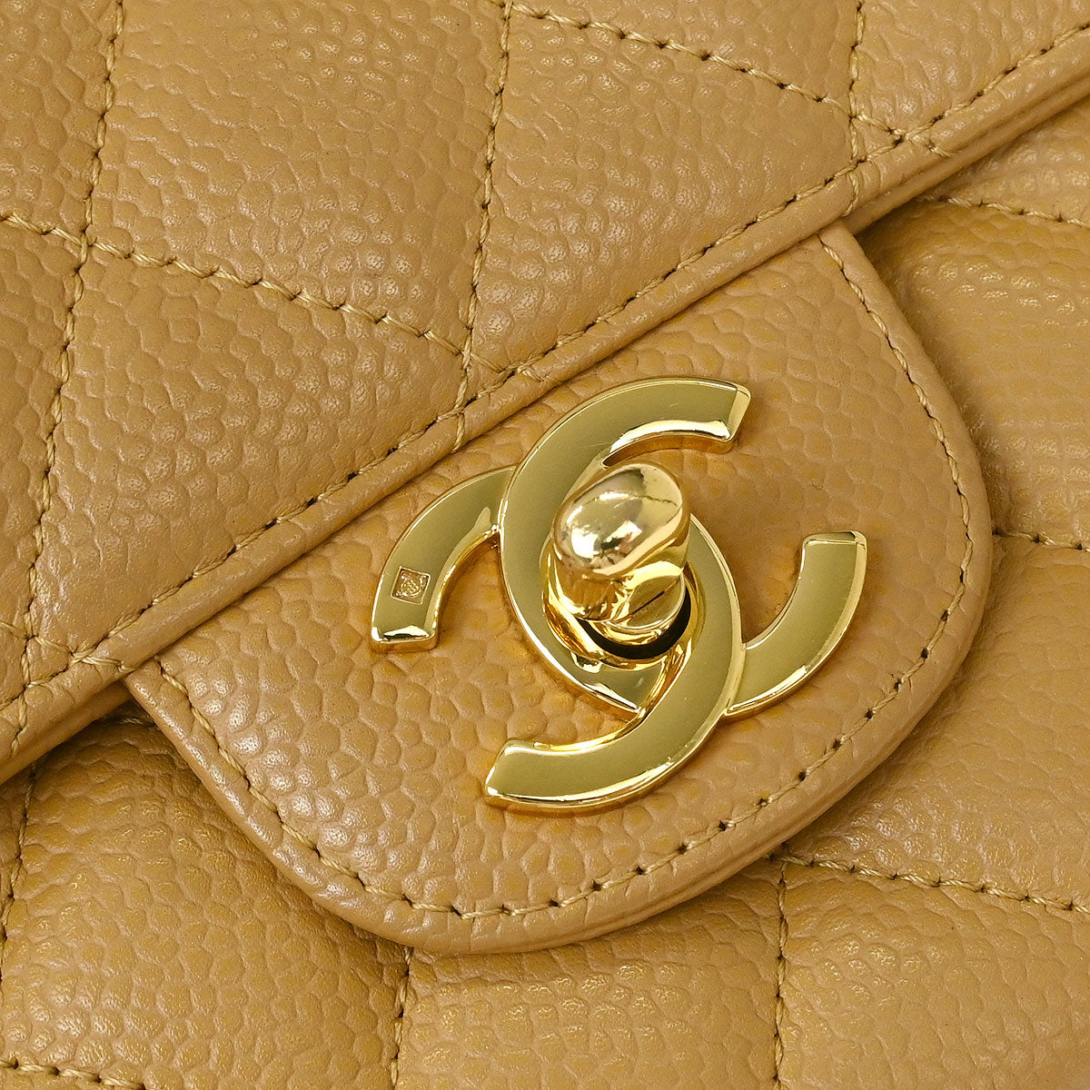Chanel 2006-2008 Beige Caviar East West Shoulder Bag