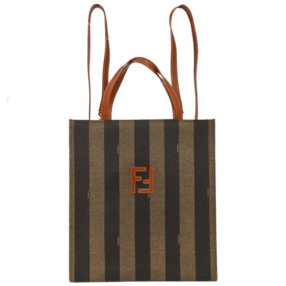 Fendi Brown Black PVC Pequin 3way Handbag Backpack