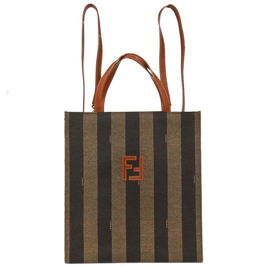 Fendi Brown Black PVC Pequin 3way Handbag Backpack