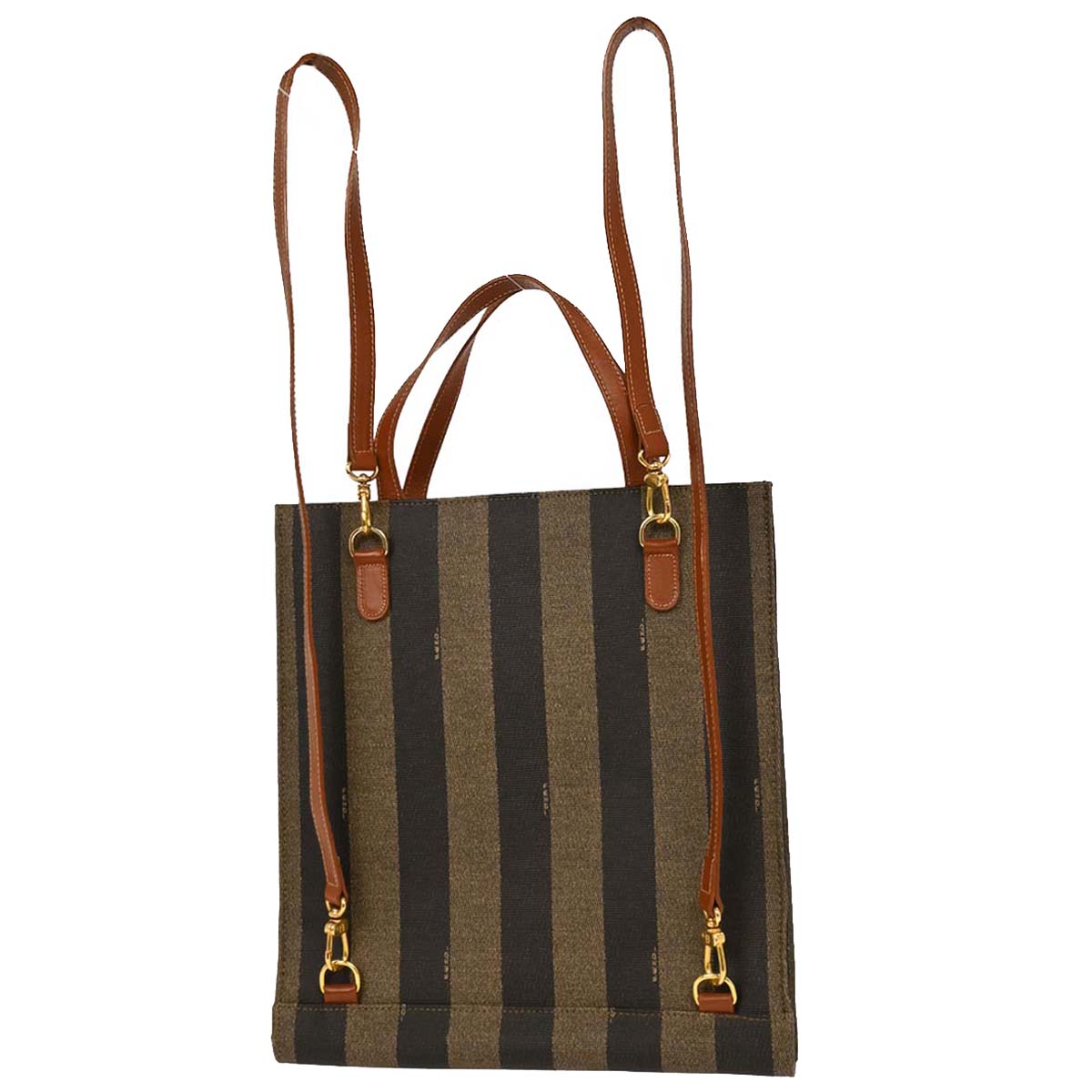 Fendi Brown Black PVC Pequin 3way Handbag Backpack