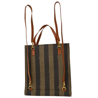 Fendi Brown Black PVC Pequin 3way Handbag Backpack