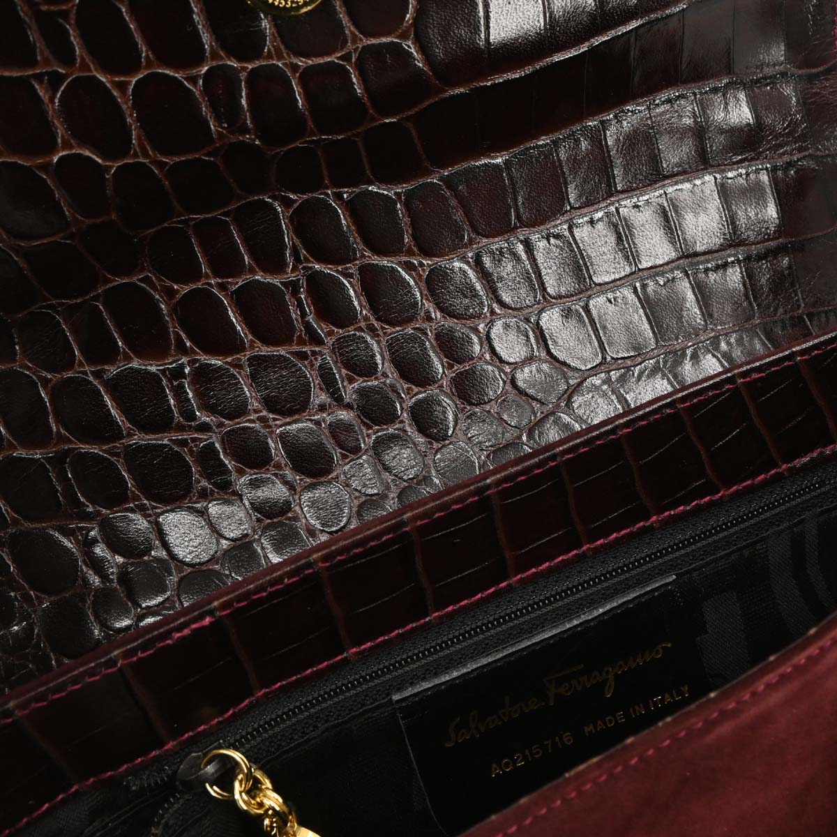 Salvatore Ferragamo Brown Suede Leather Gancini Shoulder Bag