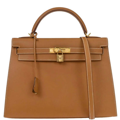 Hermes Natural Vache Kelly 32 Sellier Handbag