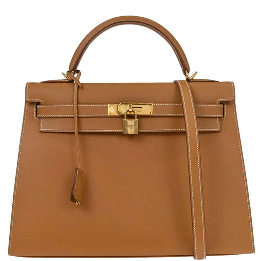 Hermes Natural Vache Kelly 32 Sellier Handbag