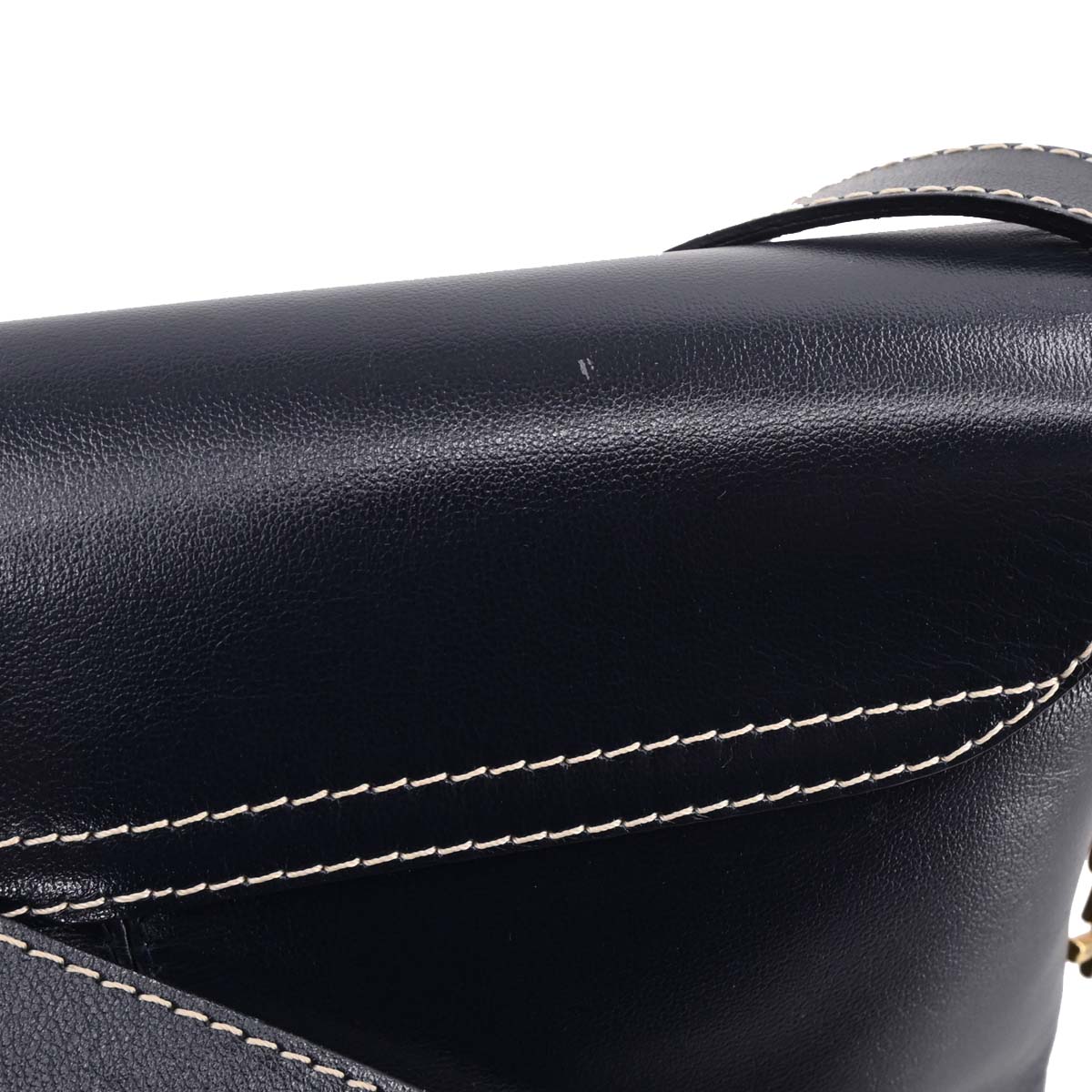 Yves Saint Laurent Navy Leather Y Cut Out Shoulder Bag