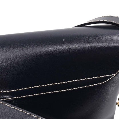 Yves Saint Laurent Navy Leather Y Cut Out Shoulder Bag