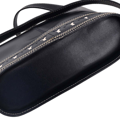 Yves Saint Laurent Navy Leather Y Cut Out Shoulder Bag