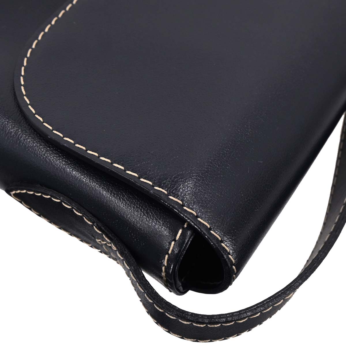 Yves Saint Laurent Navy Leather Y Cut Out Shoulder Bag
