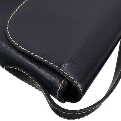 Yves Saint Laurent Navy Leather Y Cut Out Shoulder Bag