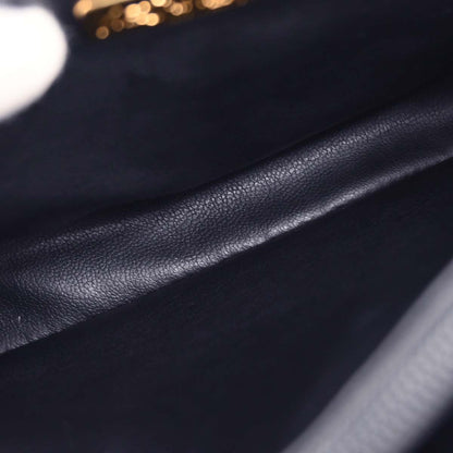 Yves Saint Laurent Navy Leather Y Cut Out Shoulder Bag