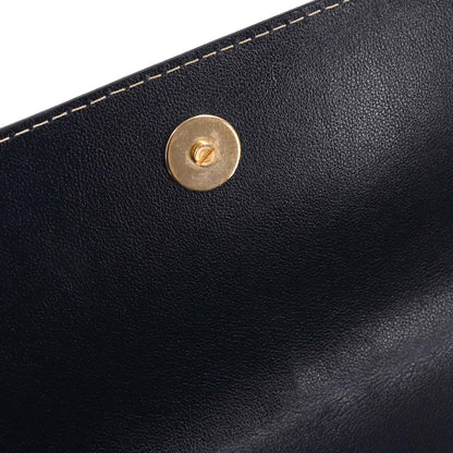 Yves Saint Laurent Navy Leather Y Cut Out Shoulder Bag