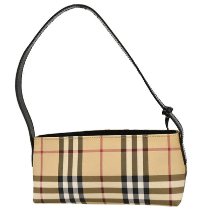 Burberry Beige Black PVC Burberry Check Handbag