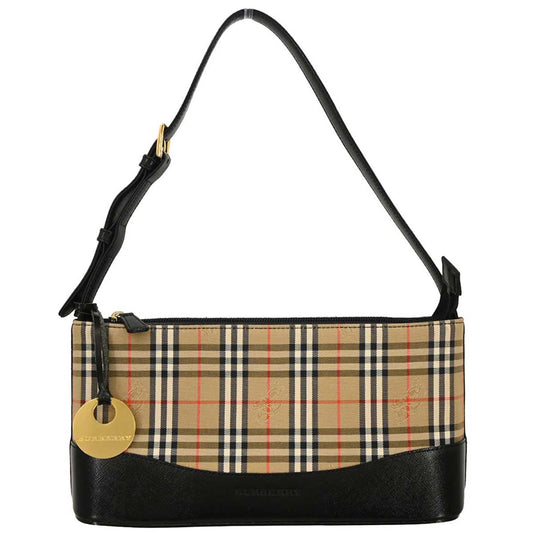 Burberry Beige Black Canvas House Check Handbag