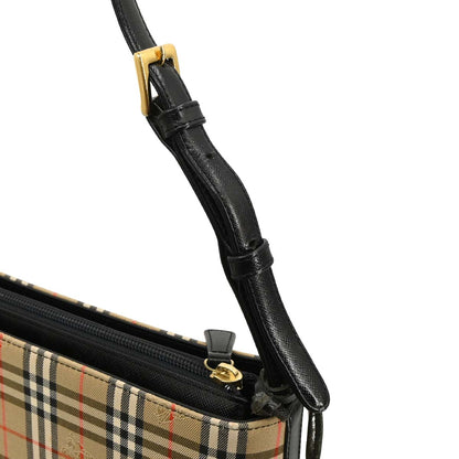 Burberry Beige Black Canvas House Check Handbag