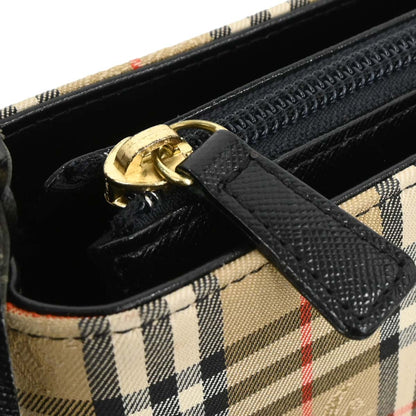Burberry Beige Black Canvas House Check Handbag