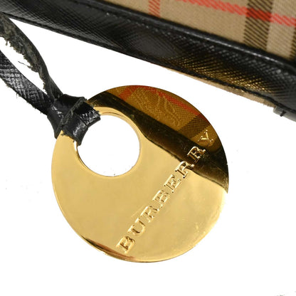Burberry Beige Black Canvas House Check Handbag