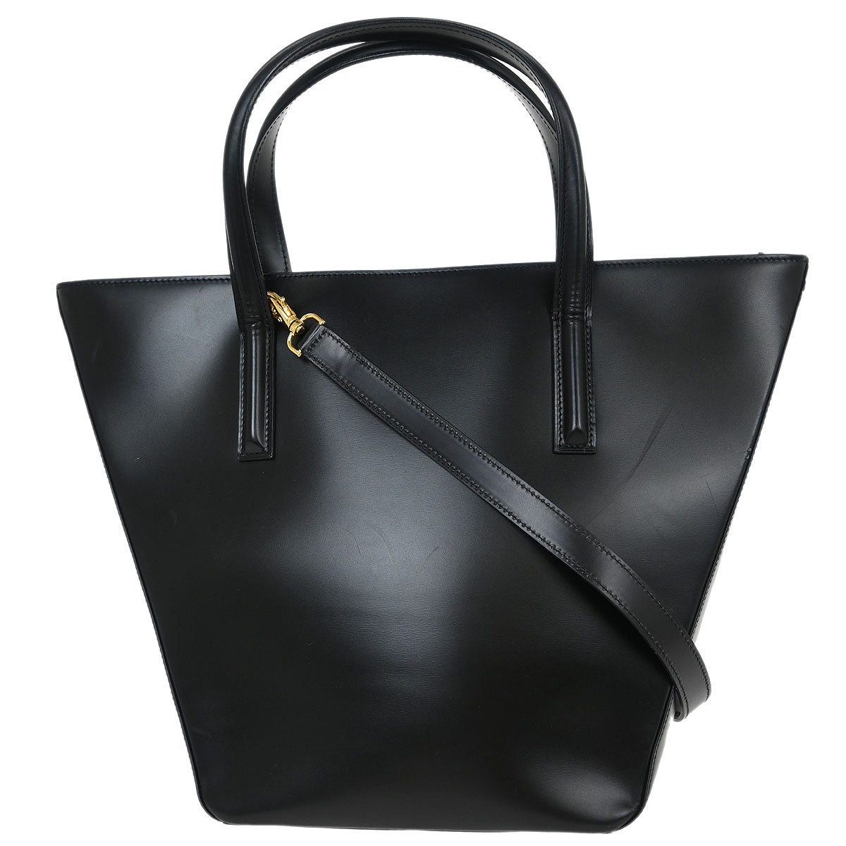 Cartier Black Leather Panthere 2way Shoulder Tote Handbag