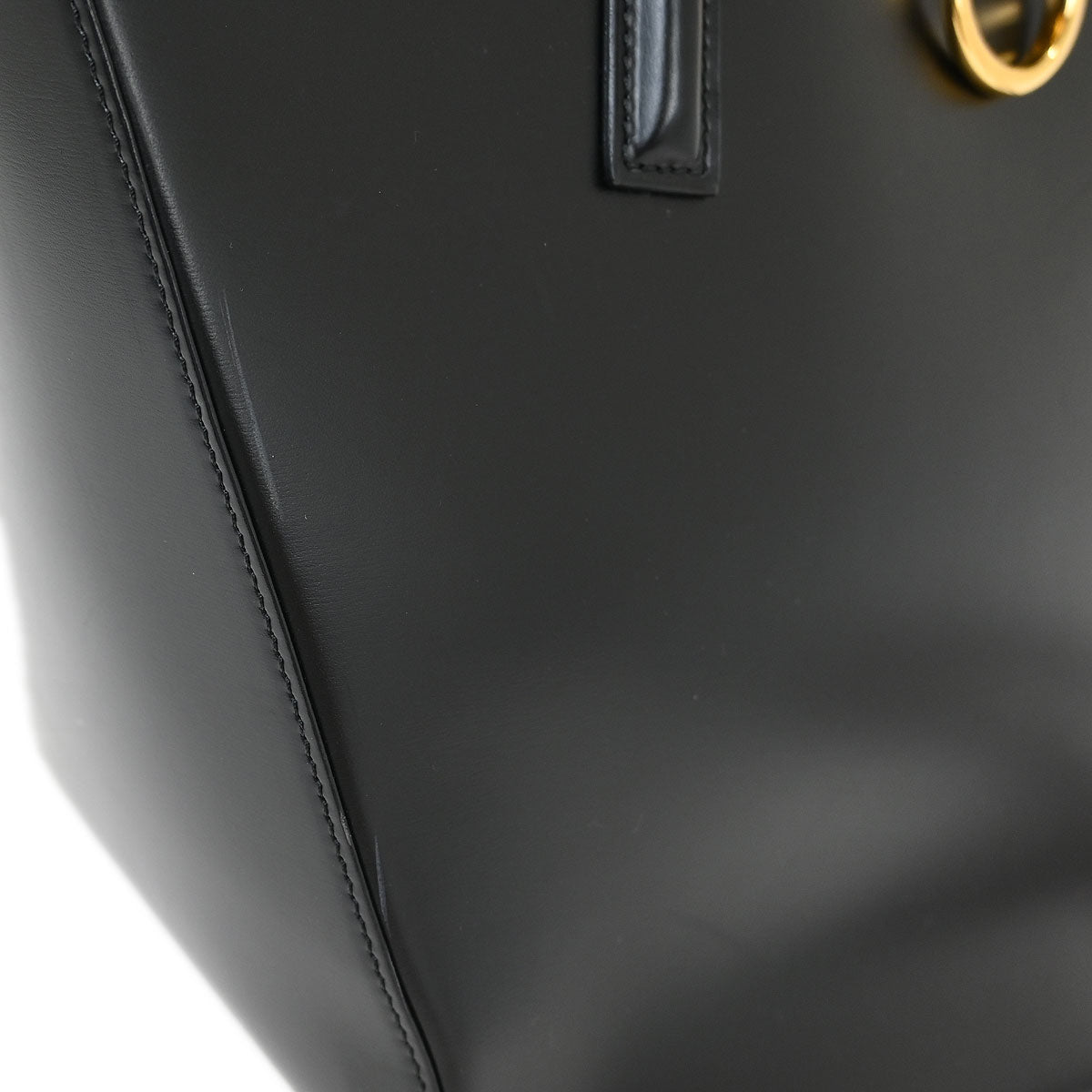 Cartier Black Leather Panthere 2way Shoulder Tote Handbag