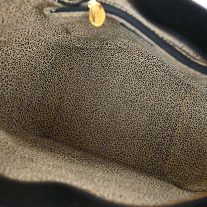 Cartier Black Leather Panthere 2way Shoulder Tote Handbag