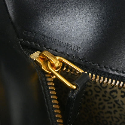 Cartier Black Leather Panthere 2way Shoulder Tote Handbag