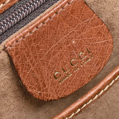 Gucci * Brown Ostrich Bamboo 2way Shoulder Handbag