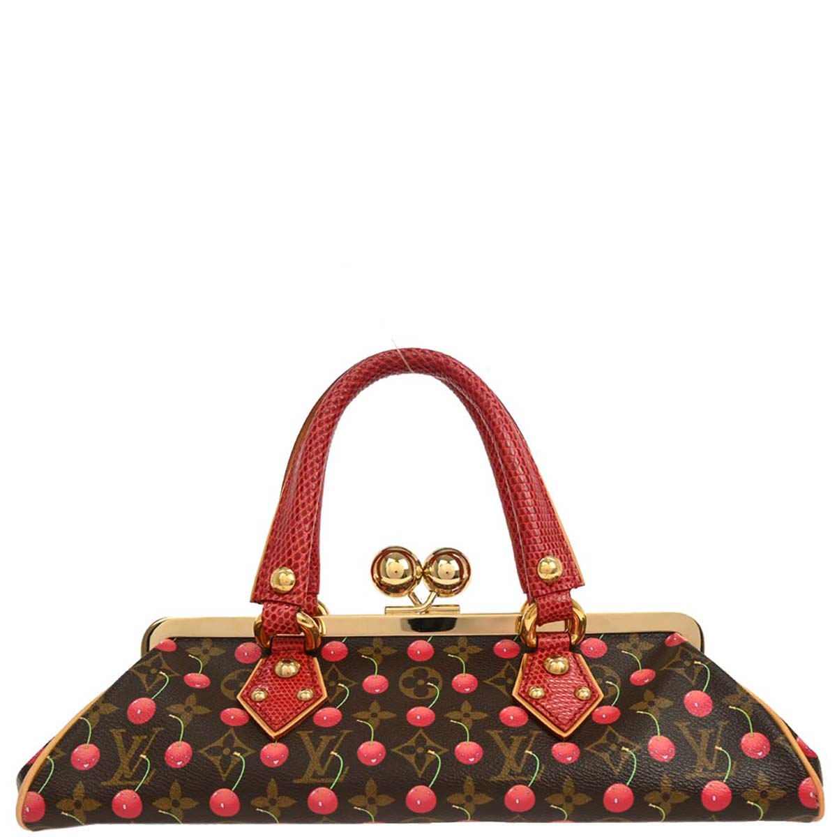 Louis Vuitton * Cherry Lizard Sac Fermoir GM Handbag M95002