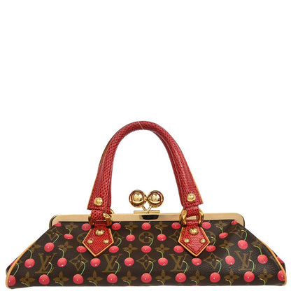 Louis Vuitton * Cherry Lizard Sac Fermoir GM Handbag M95002