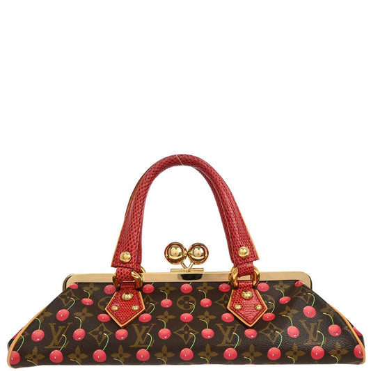 Louis Vuitton * Cherry Lizard Sac Fermoir GM Handbag M95002