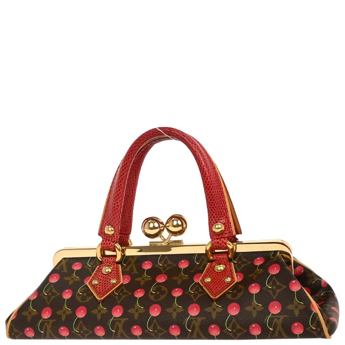 Louis Vuitton * Cherry Lizard Sac Fermoir GM Handbag M95002