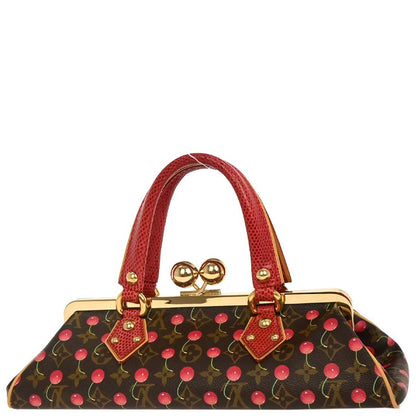 Louis Vuitton * Cherry Lizard Sac Fermoir GM Handbag M95002