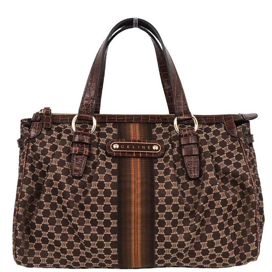 Celine Brown Canvas Macadam Handbag