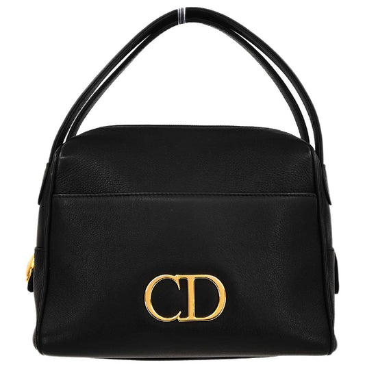 Christian Dior Black Leather CD Logo Handbag