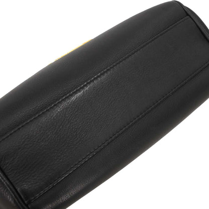 Christian Dior Black Leather CD Logo Handbag