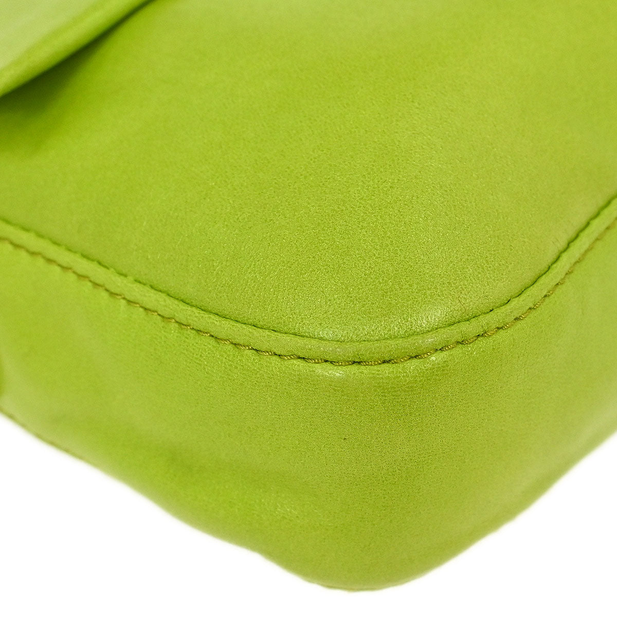 Fendi Green Lambskin Baguette Handbag
