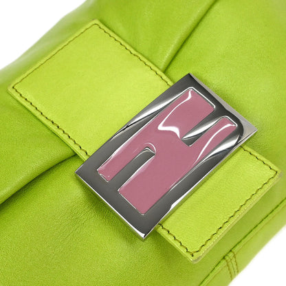 Fendi Green Lambskin Baguette Handbag