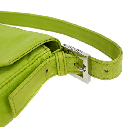 Fendi Green Lambskin Baguette Handbag