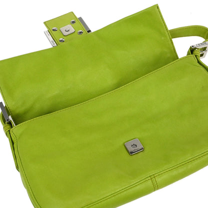 Fendi Green Lambskin Baguette Handbag