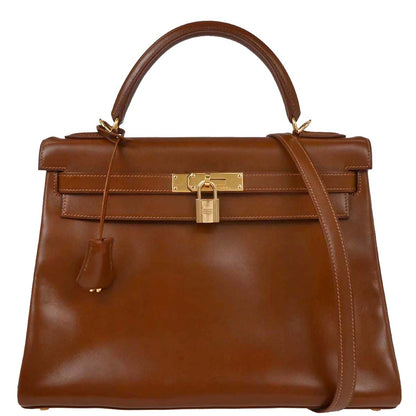 Hermes Fauve Box Calf Kelly 32 Retourne 2way Shoulder Handbag