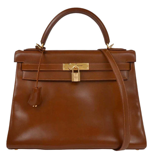 Hermes Fauve Box Calf Kelly 32 Retourne 2way Shoulder Handbag