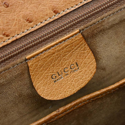 Gucci * Brown Ostrich Bamboo 2way Shoulder Handbag