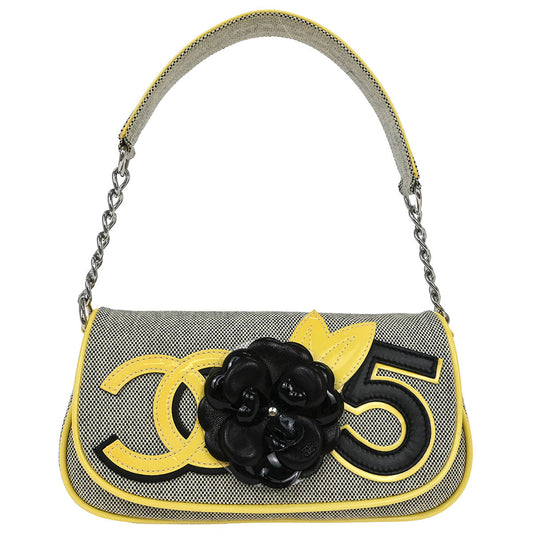 Chanel Black Canvas Camellia No.5 CC Handbag