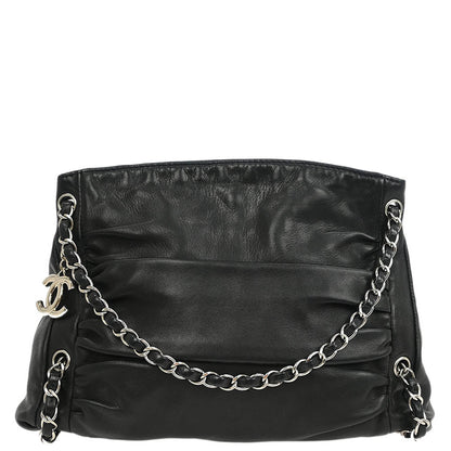 Chanel 2009-2010 Black Calfskin Sharpei Hobo 2way Shoulder Bag