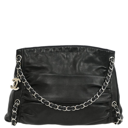 Chanel 2009-2010 Black Calfskin Sharpei Hobo 2way Shoulder Bag