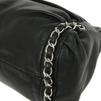 Chanel 2009-2010 Black Calfskin Sharpei Hobo 2way Shoulder Bag